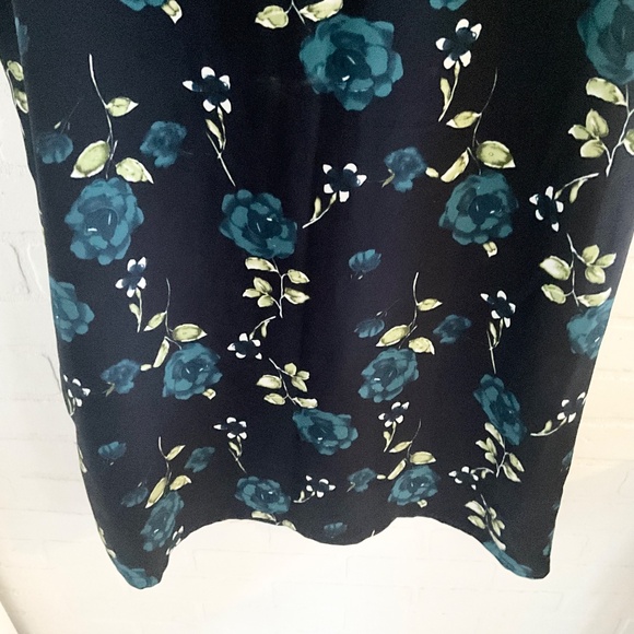 Vintage 90s Maxi Skirt Button down Dark Floral Cottagecore Fairy Roses Navy Sz M - Picture 8 of 11